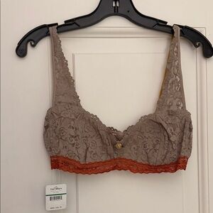 Free People Lace Bralette in Taupe and Rust
